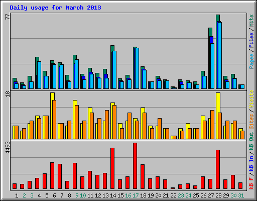 Daily usage for March 2013
