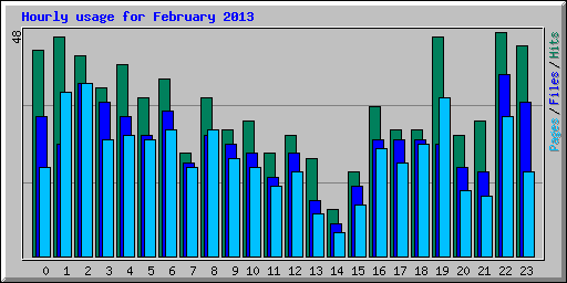 Hourly usage for February 2013